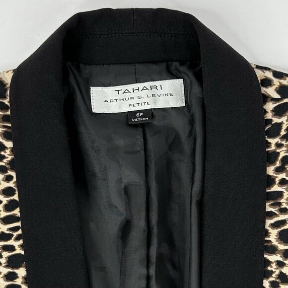 Tahari ASL Women’s Brown Animal Print Open Front Mob Wife Designer Blazer 6P/C38 - Picture 9 of 13